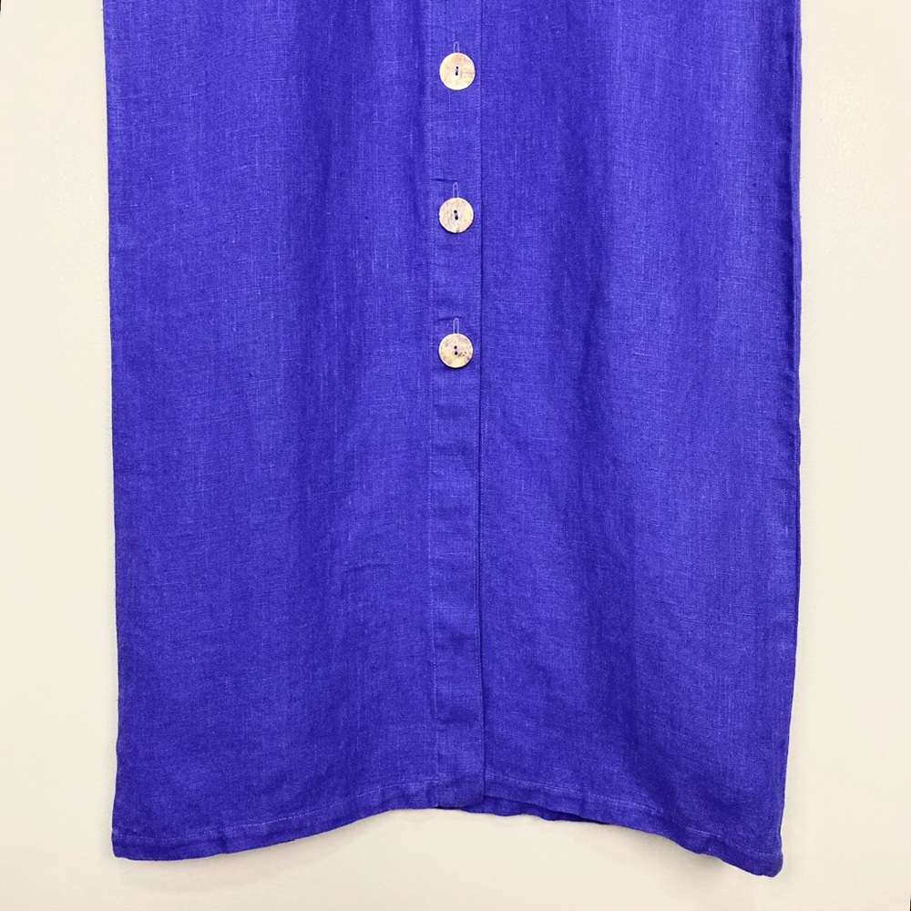 Vintage 100% Linen Maxi Dress Women’s Size S Button Front Straight Shift Column - Picture 5 of 9